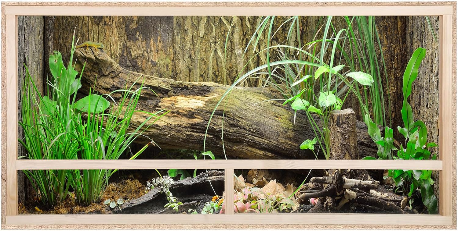 Repiterra Terrarium Reptiles & Batraciens En Bois OSB , Facile à Monter, Vivarium avec Aération Sur Les Côtés – 120x50x50cm