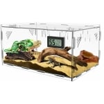 Terrarium pour Reptiles avec hygromètre de température, boîte d'élevage en Acrylique pour Reptiles et Insectes à Domicile, 30 x 20 x 15 cm