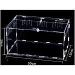 GOVNPJ Terrarium Transparent pour Escargots,en Acrylique pour Escargots Araignées Gecko Hamster Serpents Tortues Terrarium,Boîte à Nourrir en pour Reptiles (30cm x 20cm x15cm)