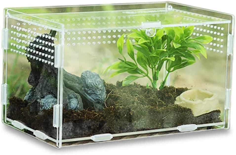 Keweni Boîte d'alimentation D'insectes, Contenants de Terrarium en Acrylique pour Scorpion Grenouille, Habitat de Reptile pour Animaux de Compagnie Rampant Portable, Conception Anti-évasion