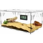 Oiakz Terrariums pour reptiles, avec hygromètre de température, boîte d'élevage en acrylique grande taille pour petits reptiles, insectes, maison, bureau, 40 x 25 x 18 cm (DE-Z002)