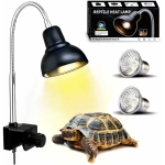 PewinGo Lampe Chauffante Tortue, Lampe Reptiles et Amphibiens avec 2 Ampoules Basking Spot UVA UVB et Pince Pivotante à 360 ° adapté pour Tortue, Serpent, Lézard, Cacatoès, Caméléon etc.