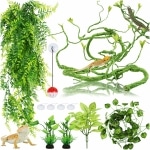 QUOZUO Décoration pour lézards, Plante suspendues Artificielle Terrarium Grandes Plante Decoration Vignes Branche Decorative pour Lézard Escalade, Caméléon, Gecko, Serpents