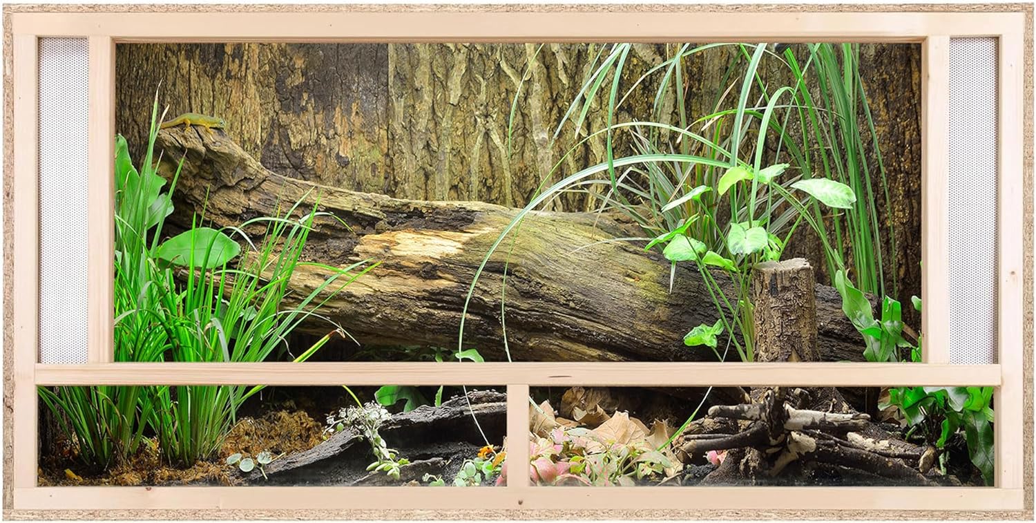 REPITERRA Terrarium Reptiles & Batraciens En Bois OSB, Facile à Monter avec Aération sur la Face Avant - 120x60x60cm
