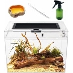 Reptile Growth PC Trousse de Terrarium Reptile, 12" x 7"x 9" PC terrariums avec Vue complète visuellement Attrayante, Vivarium pour Léopard Gecko Barbu Dragon Lézard Escargot Tarentule Serpent Tortue